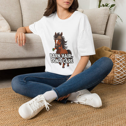 Barn Hair, Don't Care Funny Equestrian T-Shirt