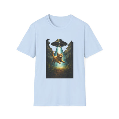 UFO Cat Abduction Funny T-Shirt — "Beam Me Up" Abduction Graphic Tee