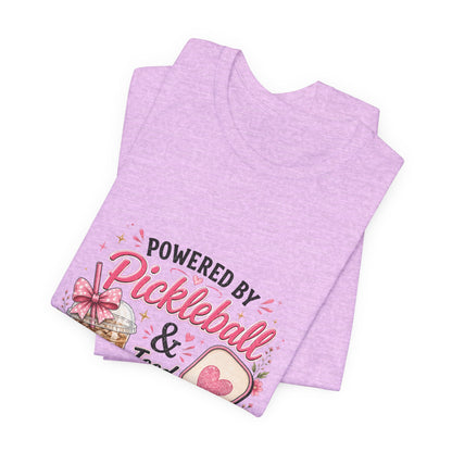 Pickleball & Iced Coffee Tee — 'Powered by Pickleball & Iced Coffee' Graphic Shirt