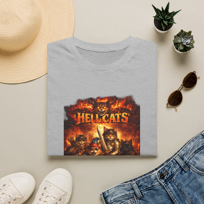 Hellcats Biker Gang Funny Cat T-Shirt — Fiery Demon Cat Band Tee