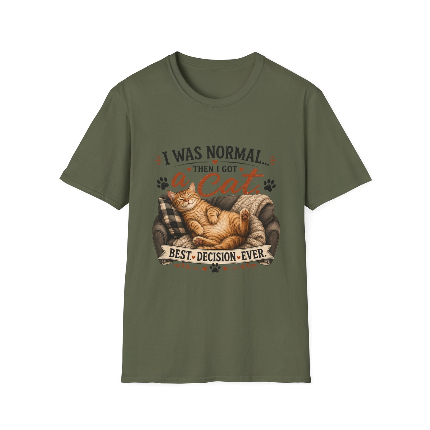 Cat Lover T-Shirt — "I Was Normal Then I Got a Cat" Cozy Graphic Tee