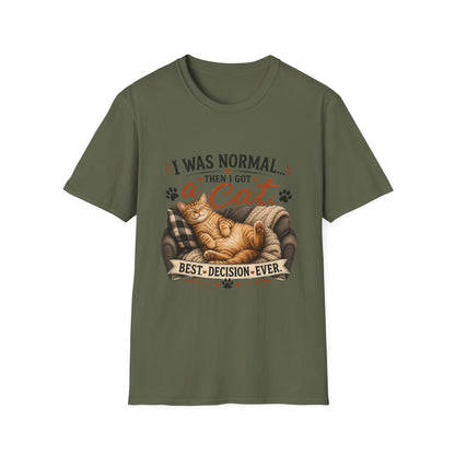 Cat Lover T-Shirt — "I Was Normal Then I Got a Cat" Cozy Graphic Tee