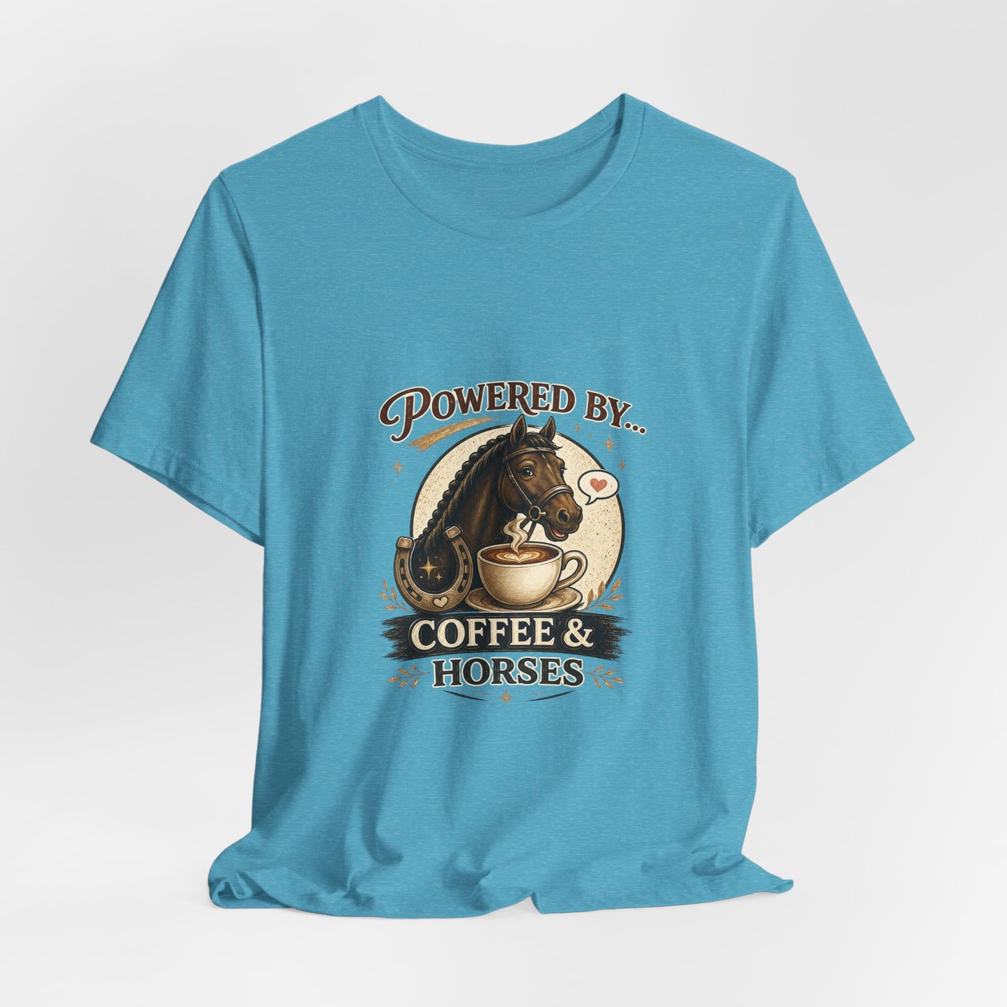 Powered By Coffee & Horses Funny Equestrian T-Shirt