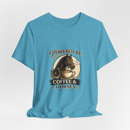 Powered By Coffee & Horses Funny Equestrian T-Shirt