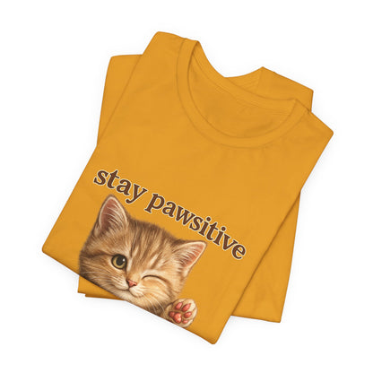 Stay Pawsitive Cute Cat T-Shirt