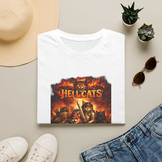 Hellcats Biker Gang Funny Cat T-Shirt — Fiery Demon Cat Band Tee
