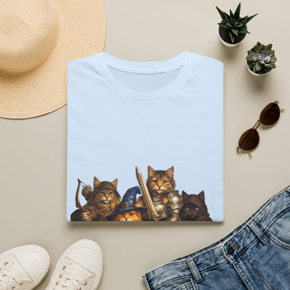 D&D Cats Party Funny Parody T-Shirt — Cute RPG Kitty Wizards & Warriors Tee