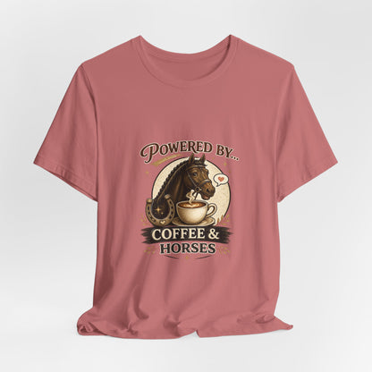 Powered By Coffee & Horses Funny Equestrian T-Shirt