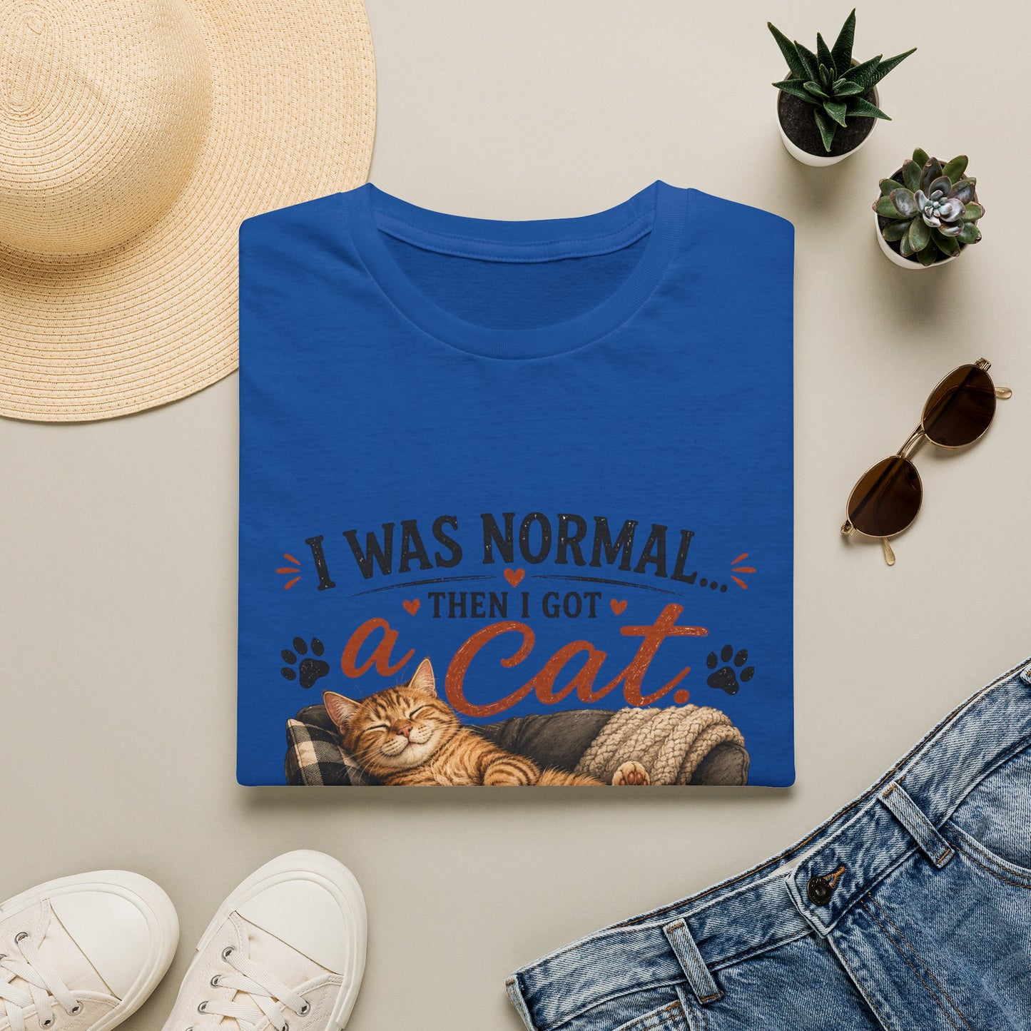 Cat Lover T-Shirt — "I Was Normal Then I Got a Cat" Cozy Graphic Tee