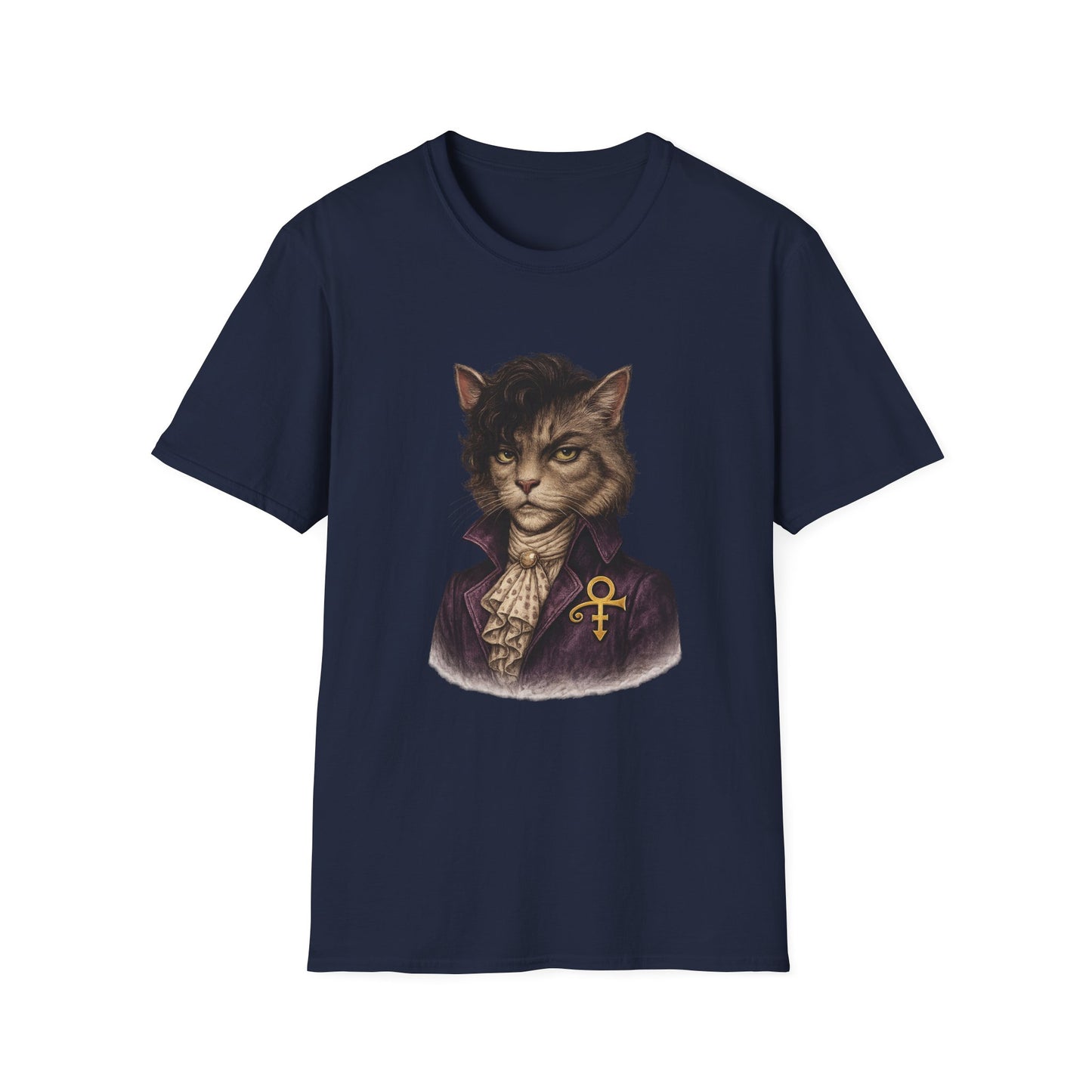 Prince Cat Parody T-Shirt — Regal Cat with Ankh Graphic