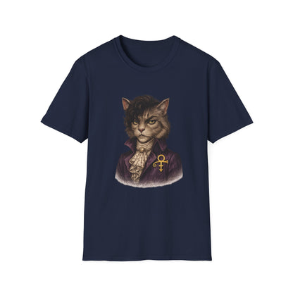 Prince Cat Parody T-Shirt — Regal Cat with Ankh Graphic