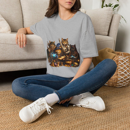 D&D Cats Party Funny Parody T-Shirt — Cute RPG Kitty Wizards & Warriors Tee