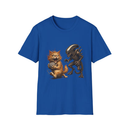 Xenomorph vs. Cat - Alien Graphic T-Shirt — Funny Sci‑Fi Cat Tee