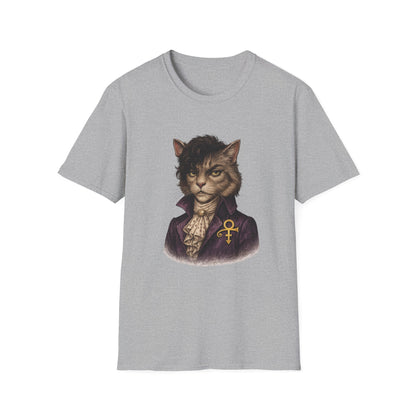 Prince Cat Parody T-Shirt — Regal Cat with Ankh Graphic