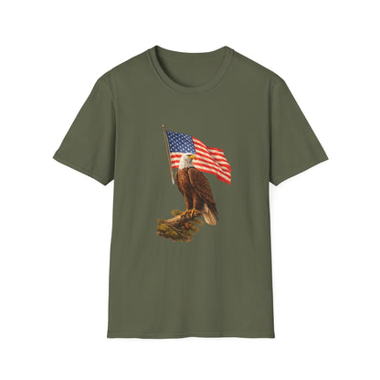 Eagle & American Flag T-Shirt — Patriotic Bald Eagle Tee for 4th of July