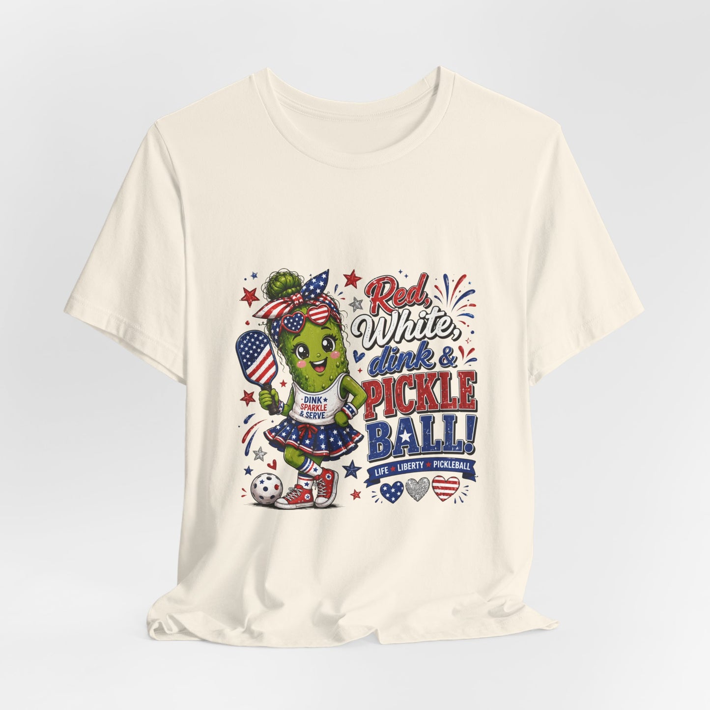 Red, White, Dink & Pickleball Funny Patriotic T-Shirt