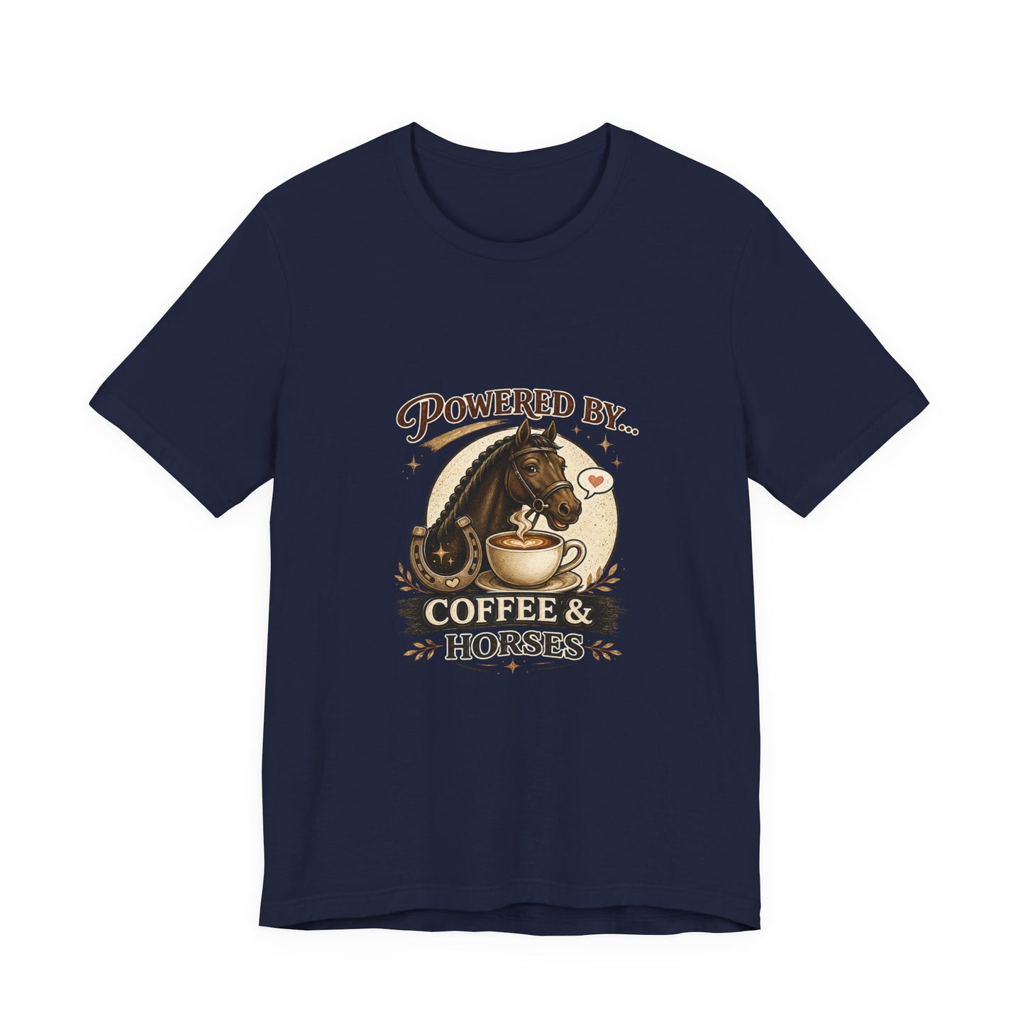 Powered By Coffee & Horses Funny Equestrian T-Shirt