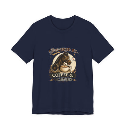 Powered By Coffee & Horses Funny Equestrian T-Shirt