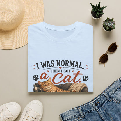 Cat Lover T-Shirt — "I Was Normal Then I Got a Cat" Cozy Graphic Tee