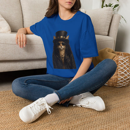 Slash Cat Parody — Vintage Top Hat Guitarist Cat Graphic T‑Shirt