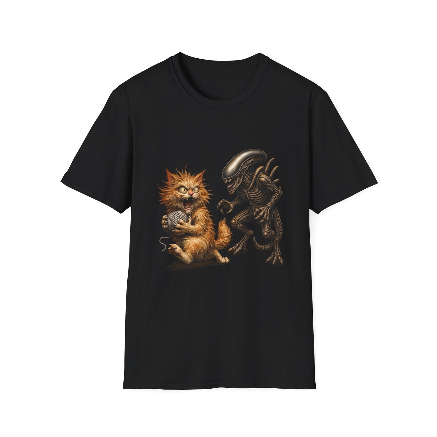 Xenomorph vs. Cat - Alien Graphic T-Shirt — Funny Sci‑Fi Cat Tee