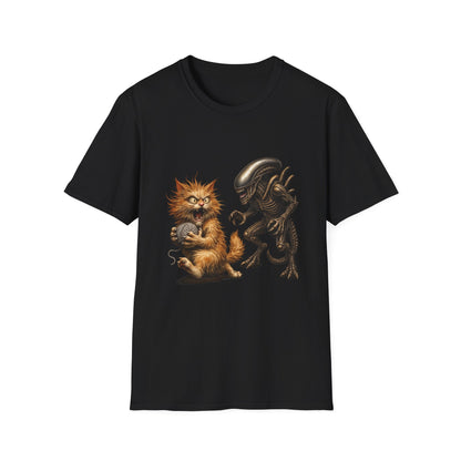 Xenomorph vs. Cat - Alien Graphic T-Shirt — Funny Sci‑Fi Cat Tee