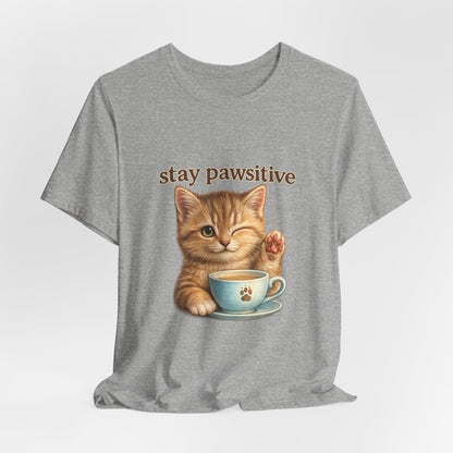 Stay Pawsitive Cute Cat T-Shirt