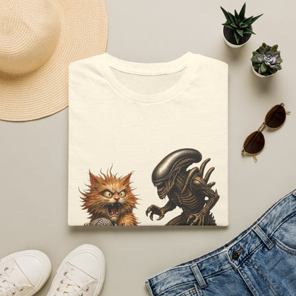 Xenomorph vs. Cat - Alien Graphic T-Shirt — Funny Sci‑Fi Cat Tee