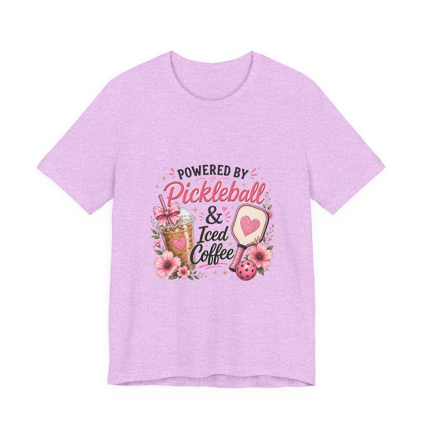 Pickleball & Iced Coffee Tee — 'Powered by Pickleball & Iced Coffee' Graphic Shirt