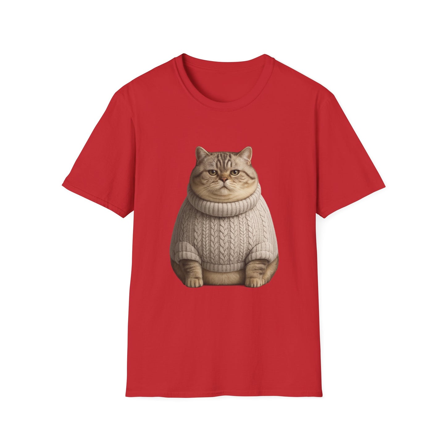 Chonky Sweater Cat - Cat in Cozy Sweater T-Shirt — Funny Cute Cat Graphic Tee