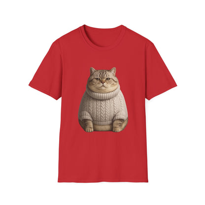 Chonky Sweater Cat - Cat in Cozy Sweater T-Shirt — Funny Cute Cat Graphic Tee