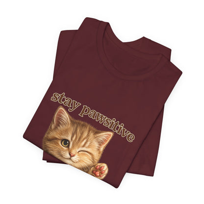 Stay Pawsitive Cute Cat T-Shirt