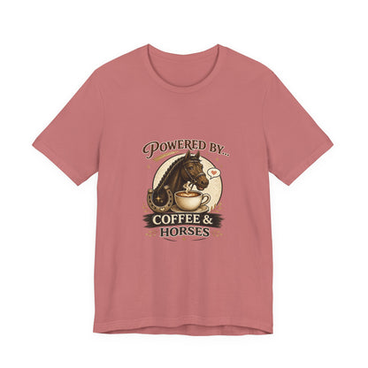 Powered By Coffee & Horses Funny Equestrian T-Shirt