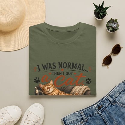 Cat Lover T-Shirt — "I Was Normal Then I Got a Cat" Cozy Graphic Tee