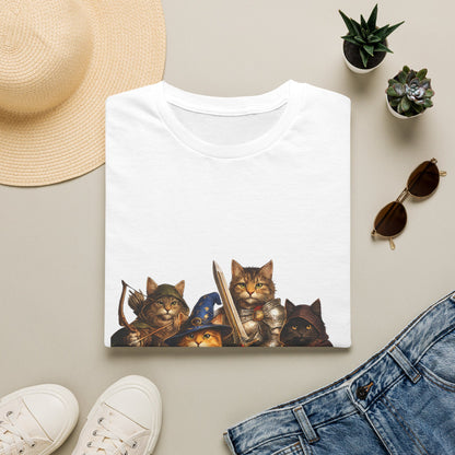 D&D Cats Party Funny Parody T-Shirt — Cute RPG Kitty Wizards & Warriors Tee