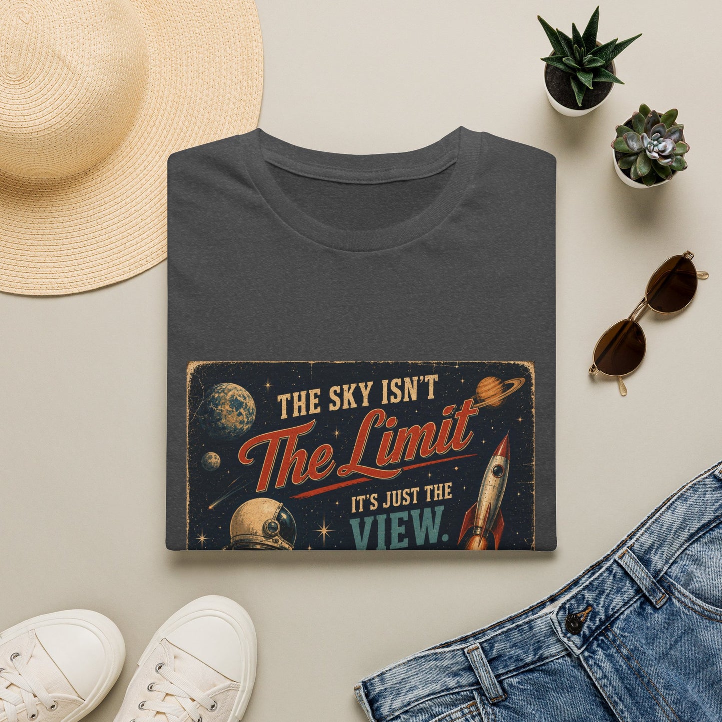 T-Shirt — "The Sky Isn't The Limit" Vintage Space Retro Graphic Tee