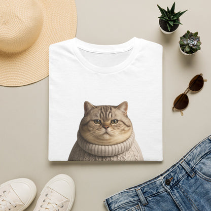Chonky Sweater Cat - Cat in Cozy Sweater T-Shirt — Funny Cute Cat Graphic Tee