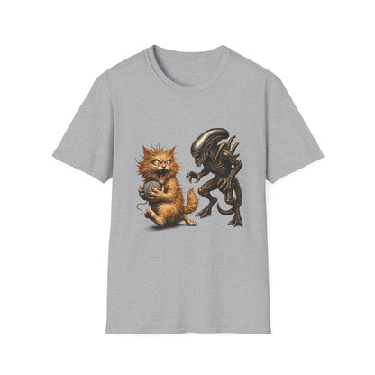 Xenomorph vs. Cat - Alien Graphic T-Shirt — Funny Sci‑Fi Cat Tee