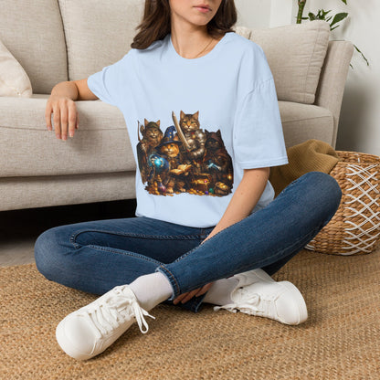 D&D Cats Party Funny Parody T-Shirt — Cute RPG Kitty Wizards & Warriors Tee