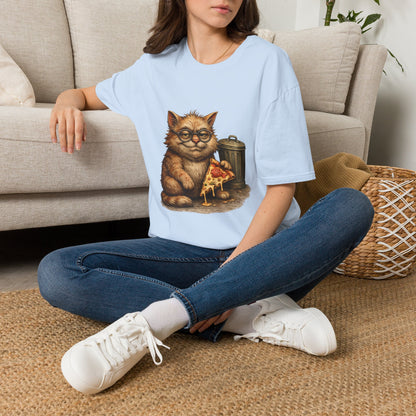 Danny DeVito Cat Parody— Cute Cat with Glasses & Pizza Graphic Tee