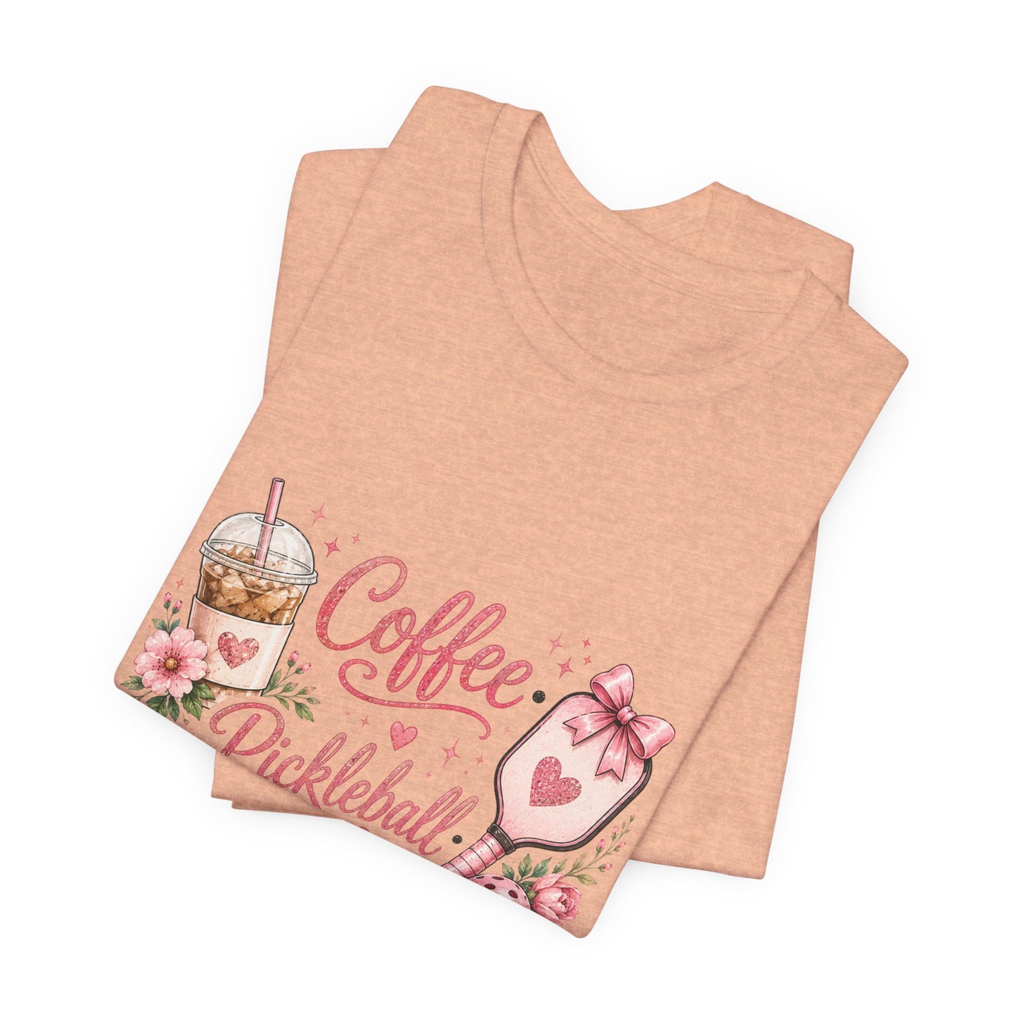 Pickleball Tee — "Coffee, Pickleball, Repeat" Floral Graphic Shirt