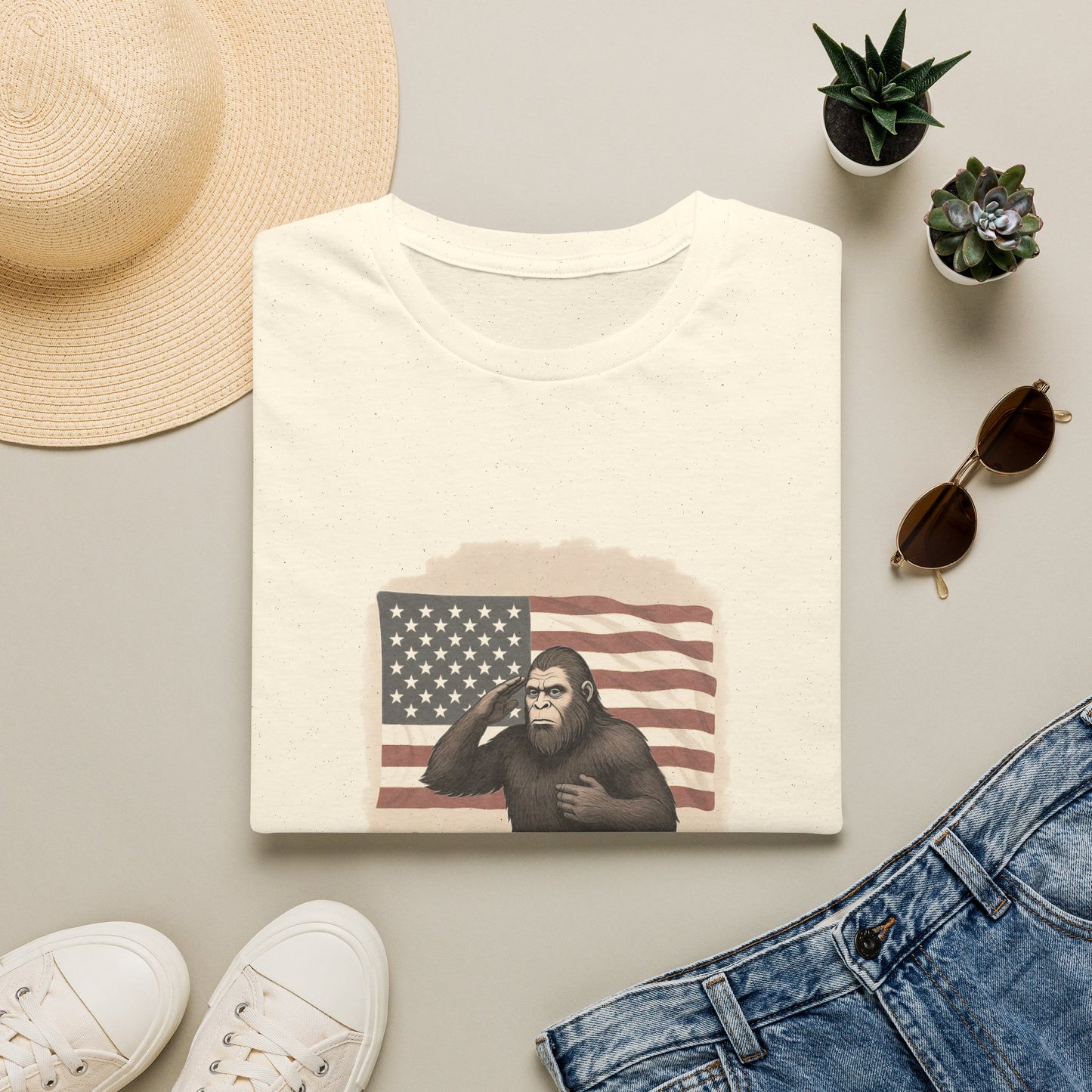One Nation Under Squatch Funny Patriotic Bigfoot T-Shirt