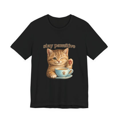 Stay Pawsitive Cute Cat T-Shirt
