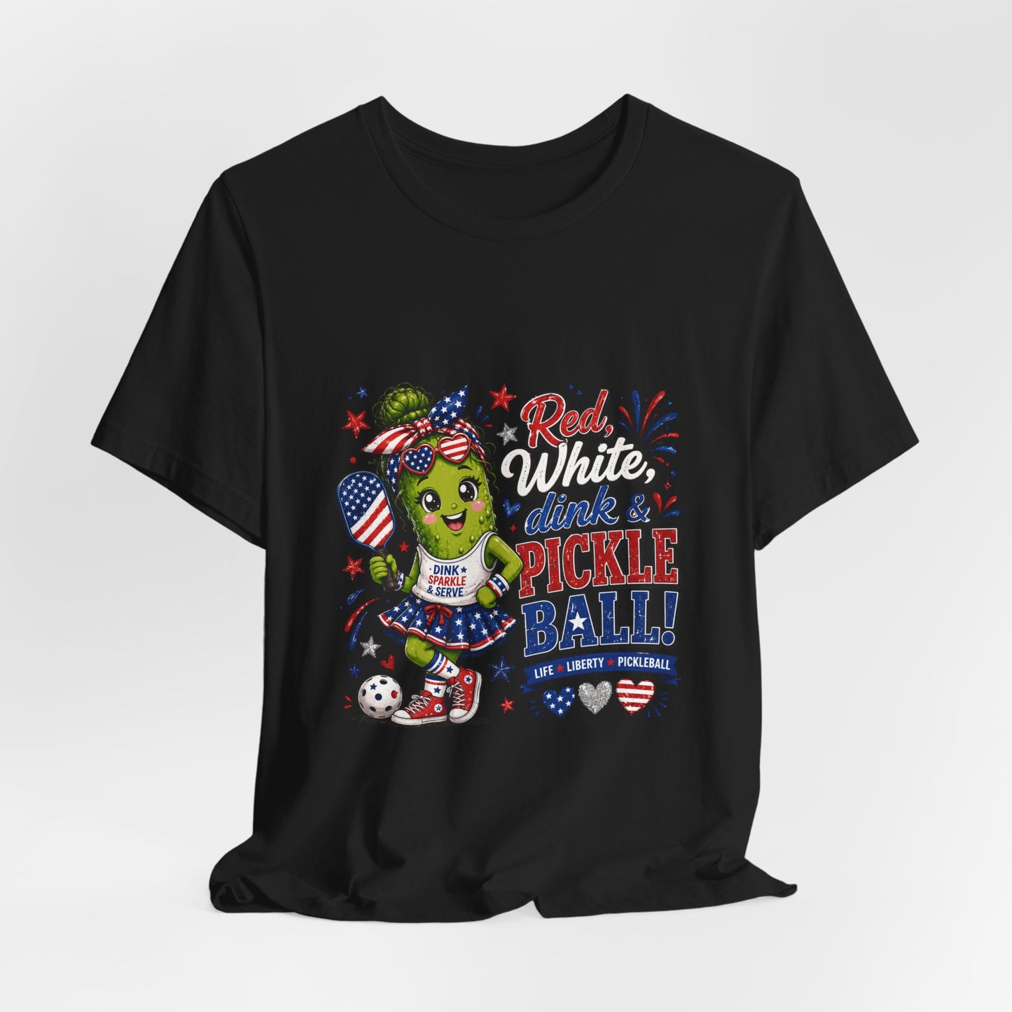 Red, White, Dink & Pickleball Funny Patriotic T-Shirt
