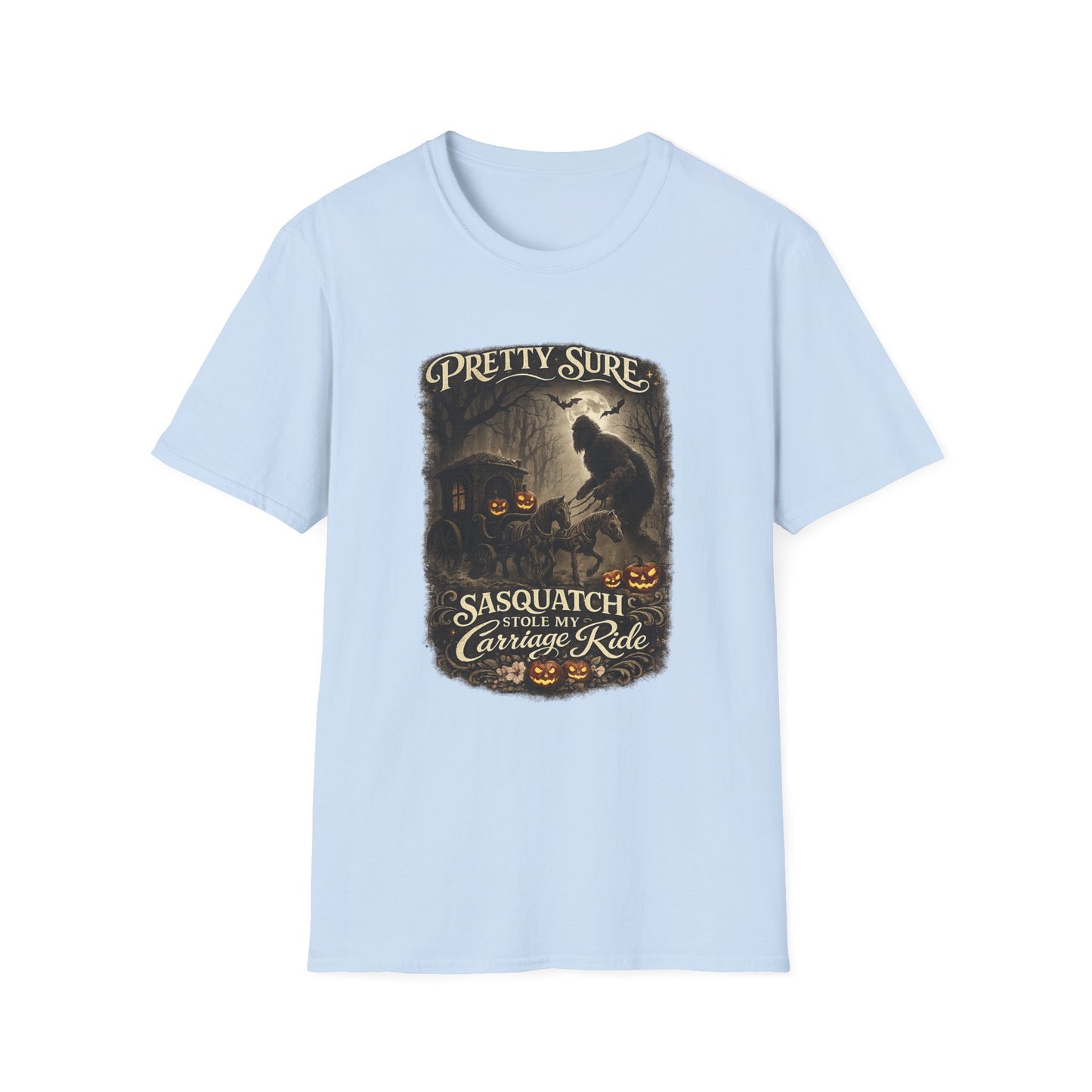 Sasquatch Stole My Carriage Ride Funny Halloween T-Shirt