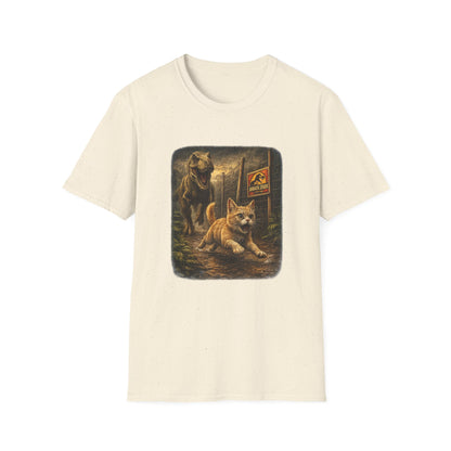 Jurassic Park Cats T‑Shirt — Retro Dino & Cat Mashup Tee