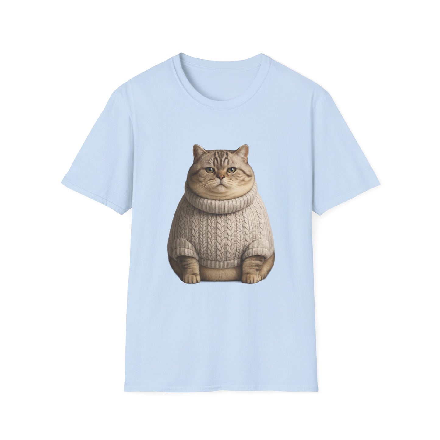 Chonky Sweater Cat - Cat in Cozy Sweater T-Shirt — Funny Cute Cat Graphic Tee