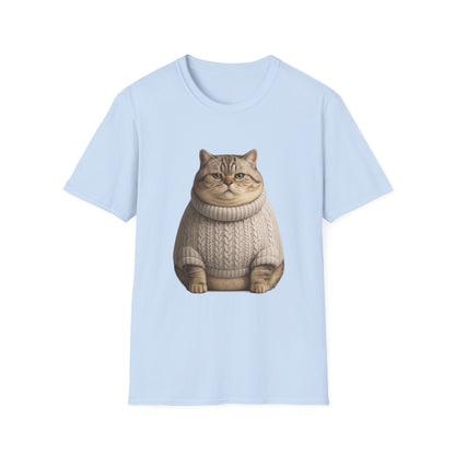 Chonky Sweater Cat - Cat in Cozy Sweater T-Shirt — Funny Cute Cat Graphic Tee