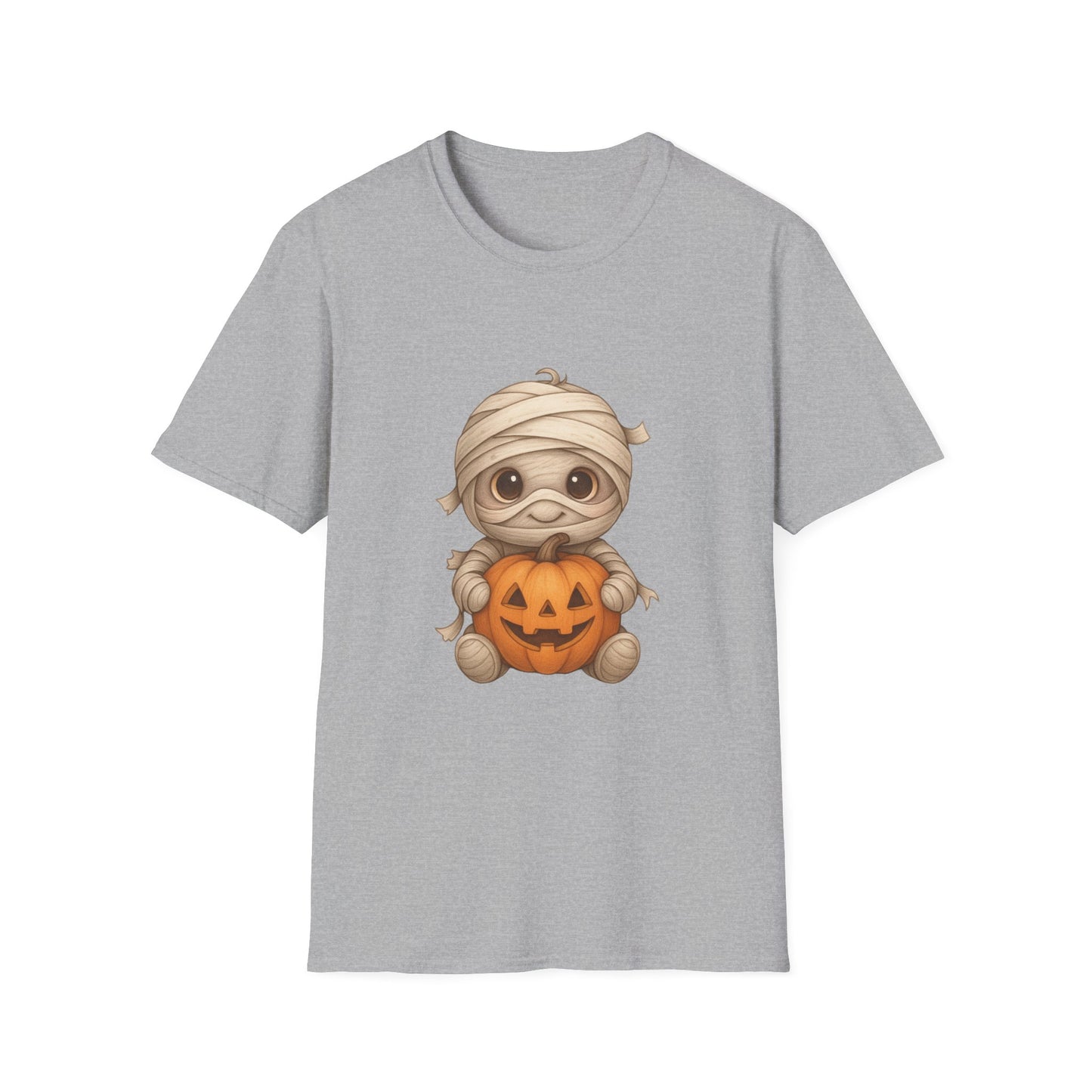 Cute Baby Mummy Holding Pumpkin Halloween T-Shirt