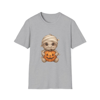 Cute Baby Mummy Holding Pumpkin Halloween T-Shirt